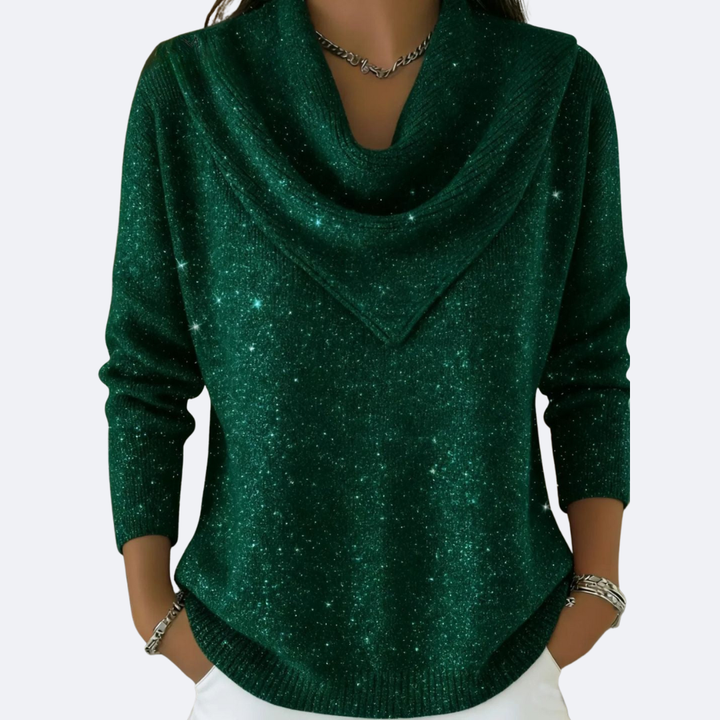 AURORA - Maglione Brillante Con Collo Drappeggiato