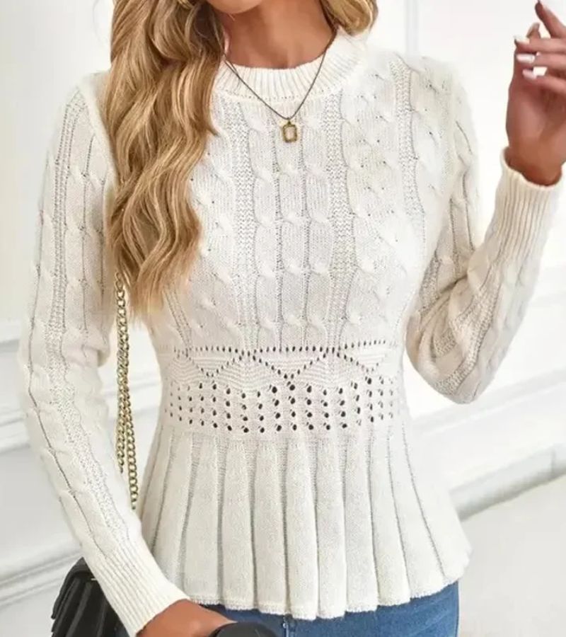Ornella | Maglione a maglia spessa con orlo a peplum