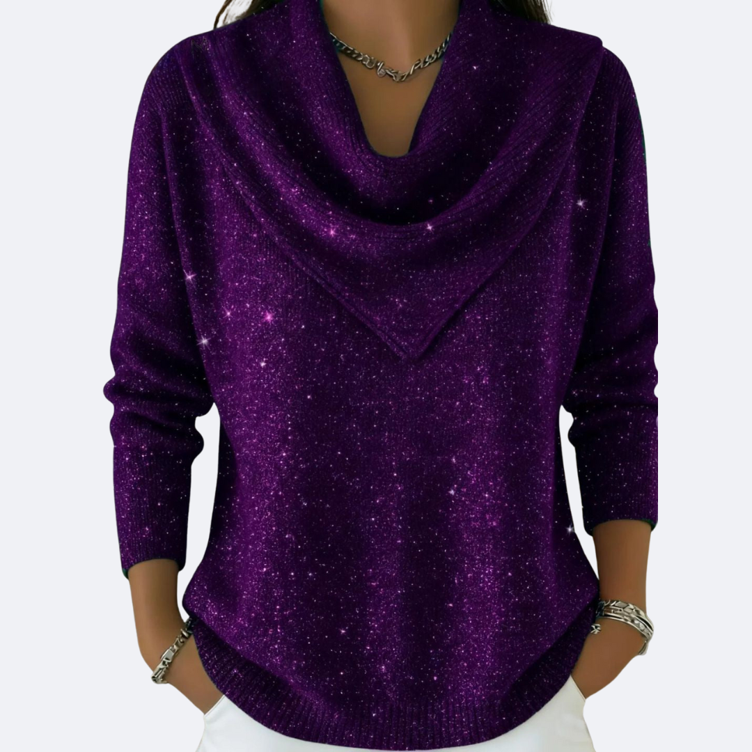 AURORA - Maglione Brillante Con Collo Drappeggiato