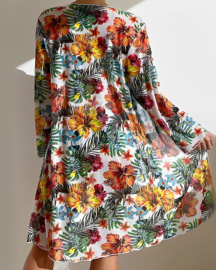 Flora | Set Bikini con Stampa Tropicale e Copricostume