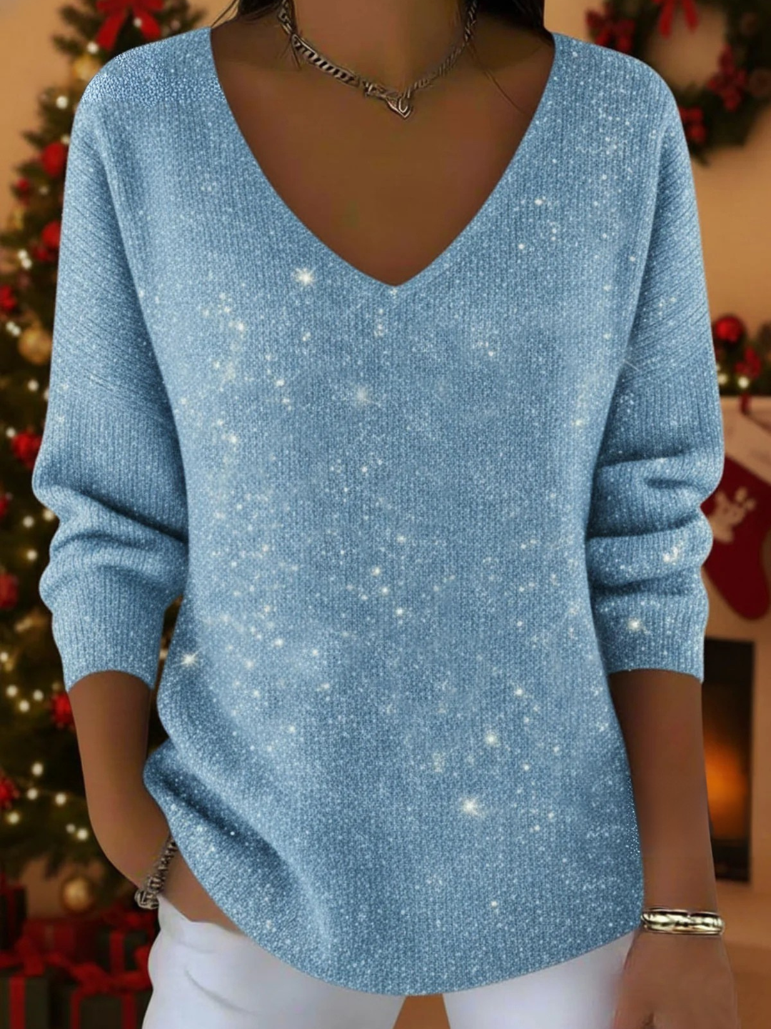Giulia - Elegante Maglione V-Neck con Glitter