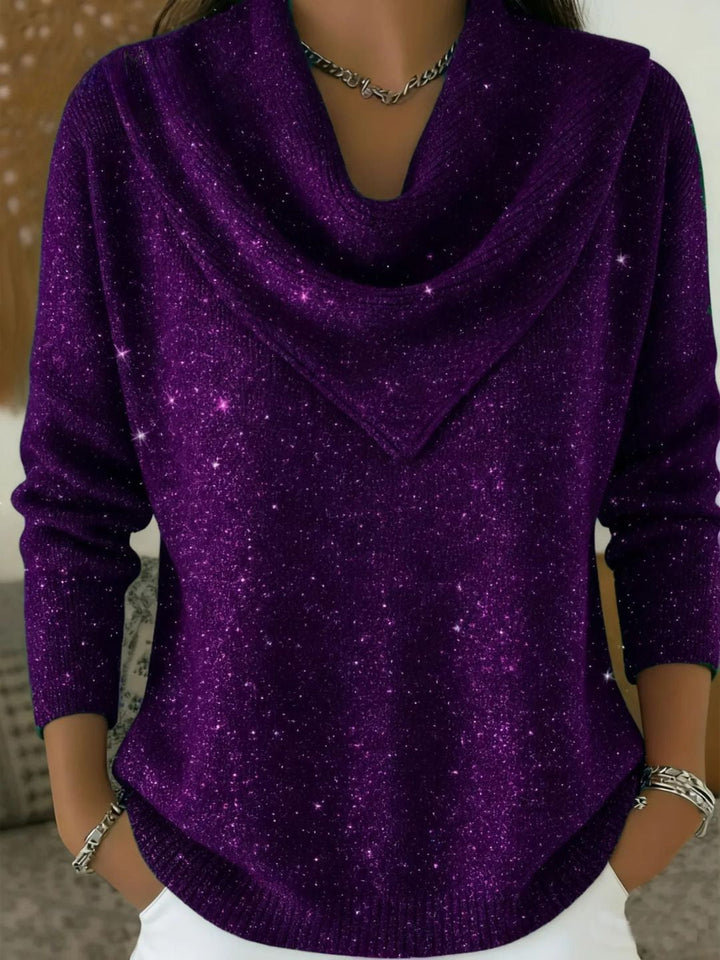 Aurora | Maglione Brillante Con Collo Drappeggiato