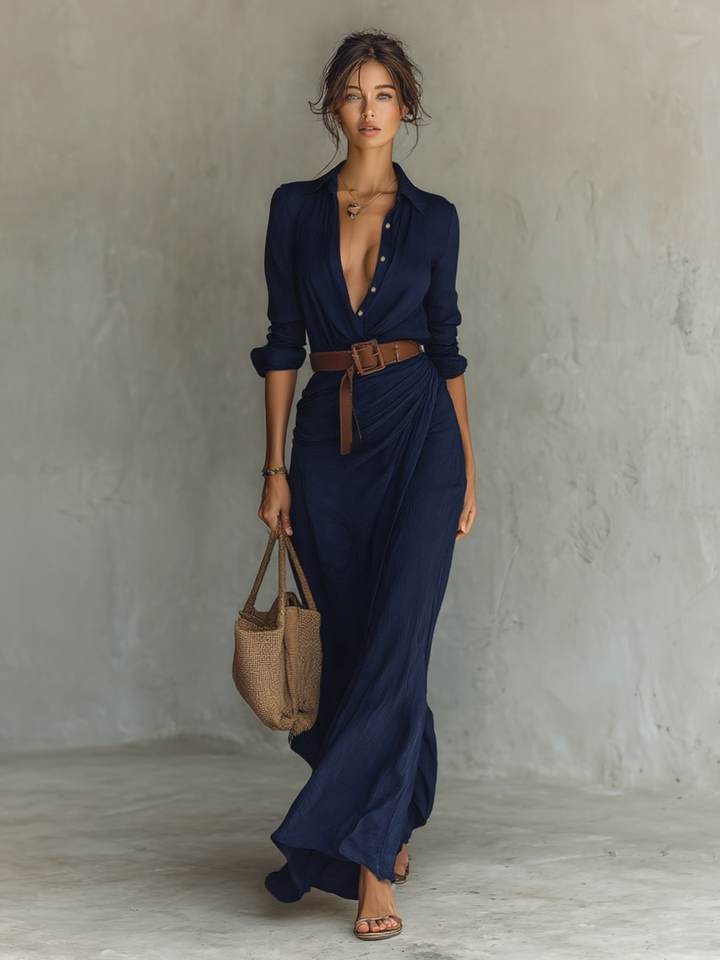 Chiara | Abito Maxi con Collo a Revers