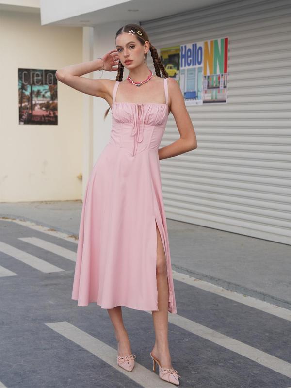 Elena – Abito Midi Elegante con Scollatura Quadrata