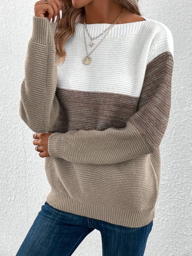 Calista - Maglione Elegante a Maniche Lunghe con Spalle Cadute