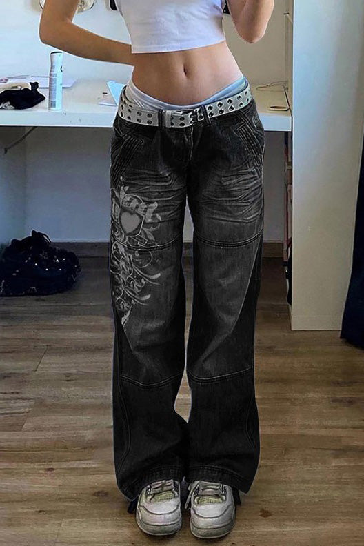 Sofia™ | Pantaloni cargo in denim a vita alta