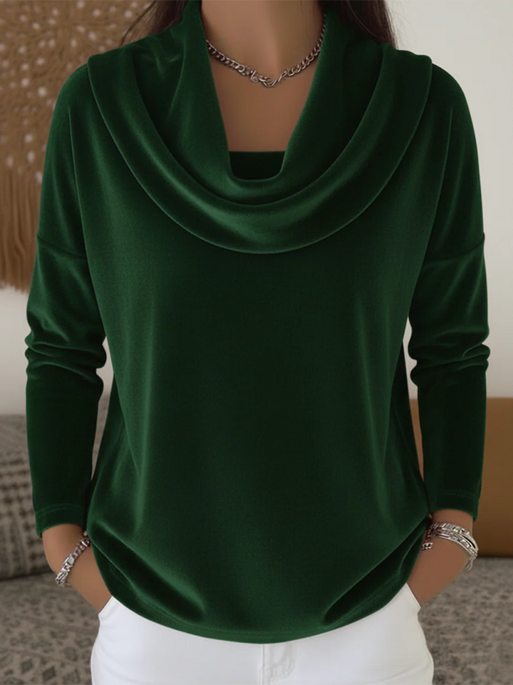 ELENA | Maglia in Velluto con Collo Drappeggiato