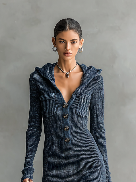 Valentina | Abito Maxi in Maglia con Cappuccio