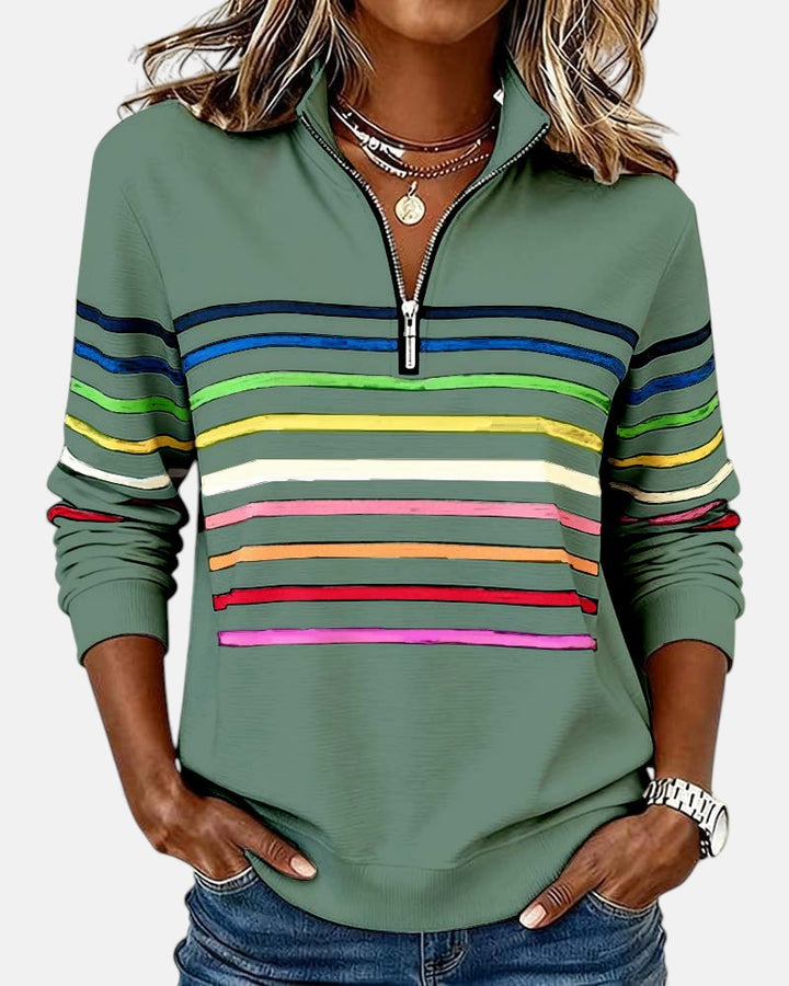 Giulia | Felpa con zip a righe arcobaleno