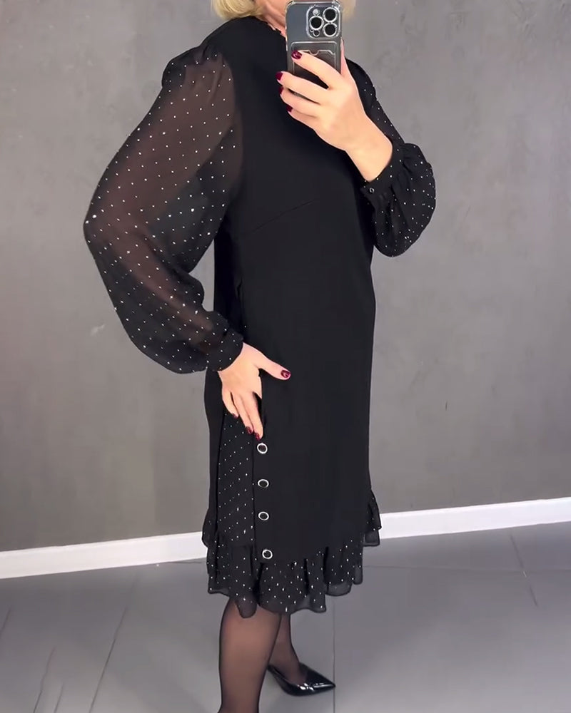 ELIANA | Abito Elegante con Maniche Trasparenti e Taglio Lusinghiero per Occasioni Autunnali