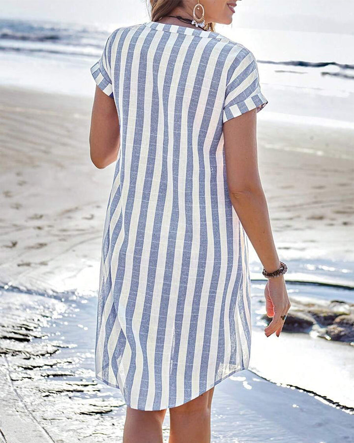 Martine™ | Elegante abito camicia a righe