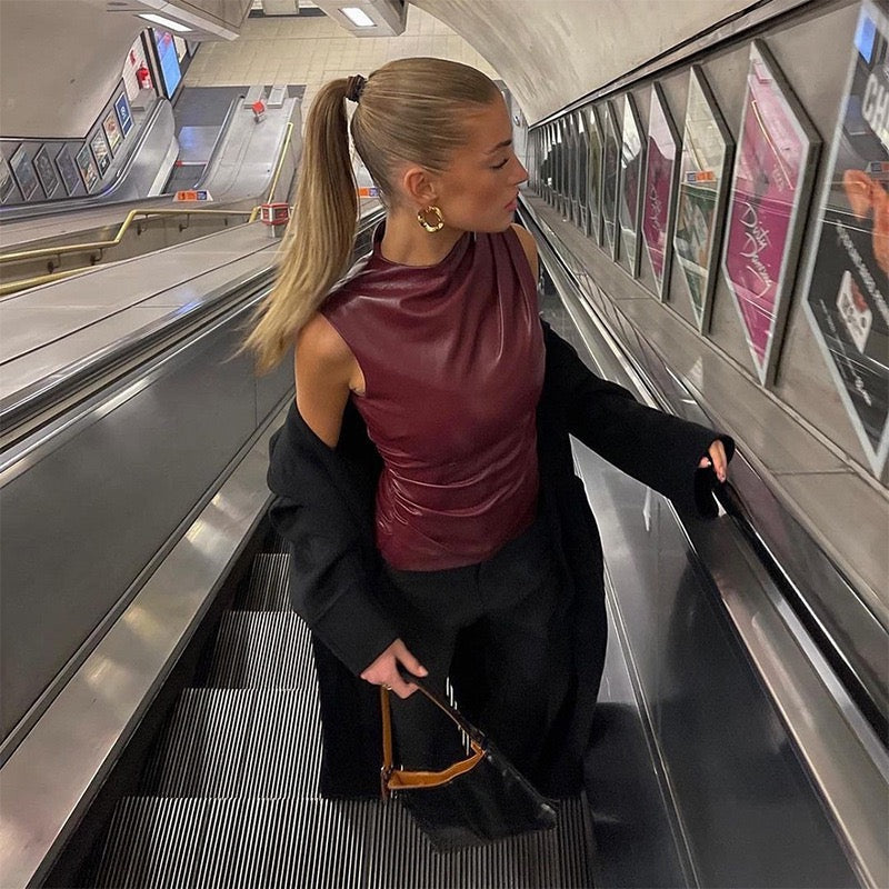 Sofia™ | Top in Pelle Scarlett