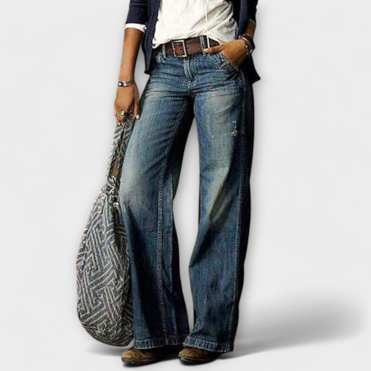 Cess - Pantaloni in Denim con Gamba Larga