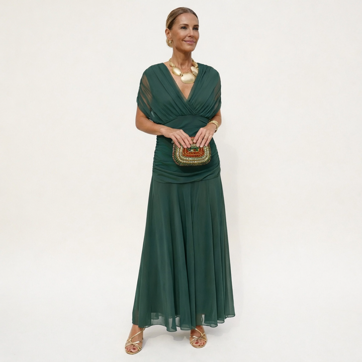 Velora™ | Vestito Floreale Lungo con Scollatura a V