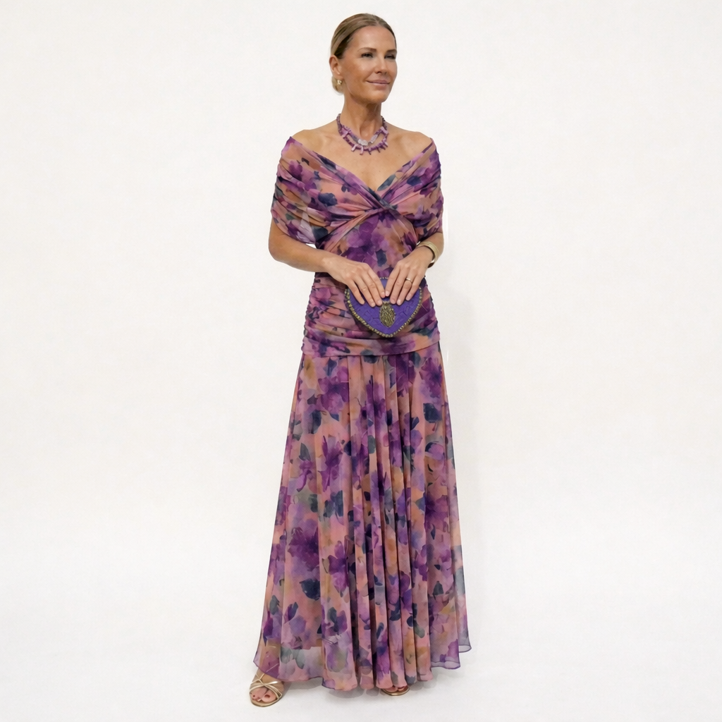 Velora™ | Vestito Floreale Lungo con Scollatura a V