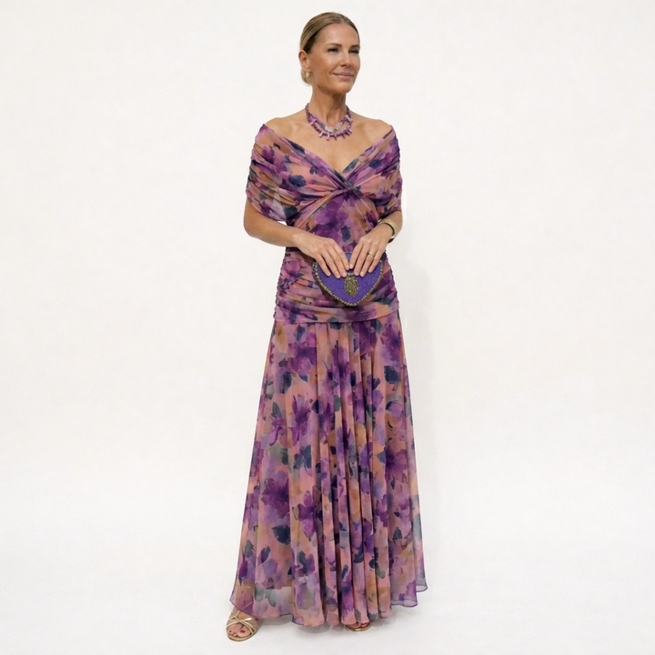 Velora™ | Vestito Floreale Lungo con Scollatura a V