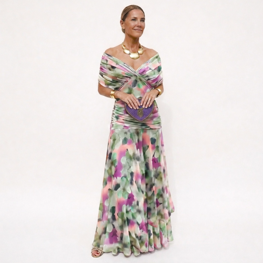 Velora™ | Vestito Floreale Lungo con Scollatura a V