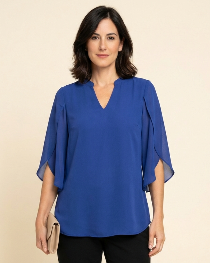 Claudia – Blusa in chiffon con scollo a V