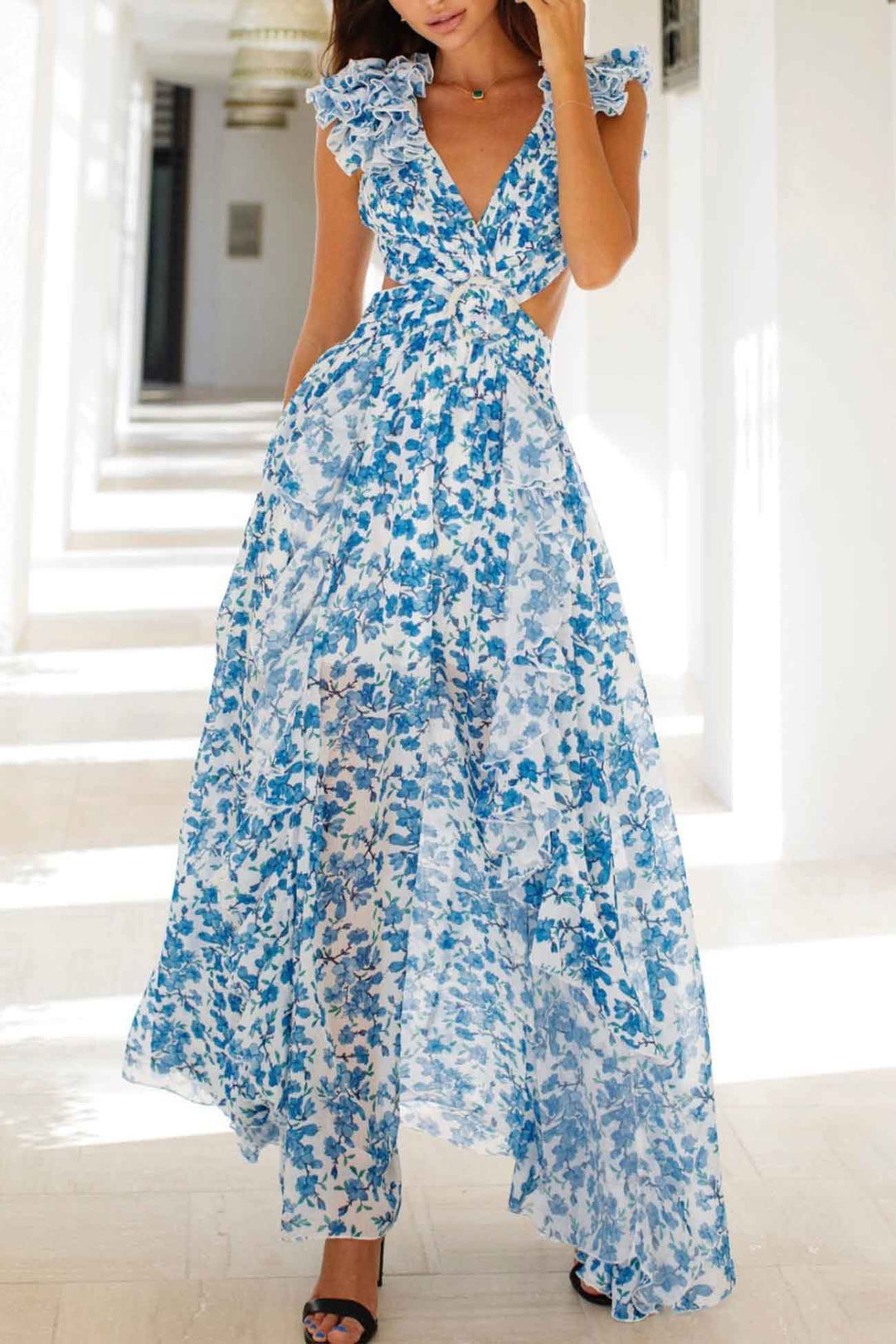 Isadora | Ruffle Sleeve Cut-Out Maxi Dress