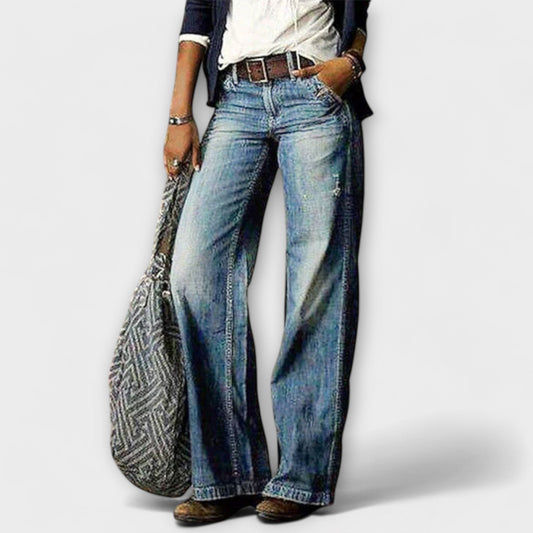 Cess - Pantaloni in Denim con Gamba Larga