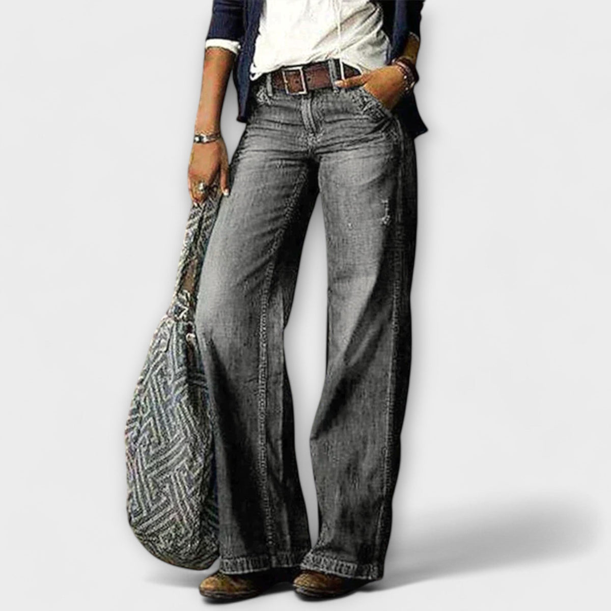 Cess - Pantaloni in Denim con Gamba Larga