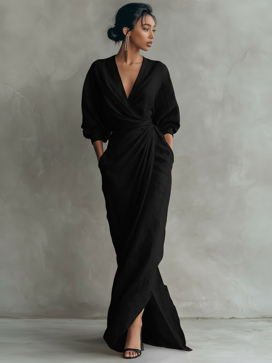 Alessia | Abito Maxi in Lino Rosa