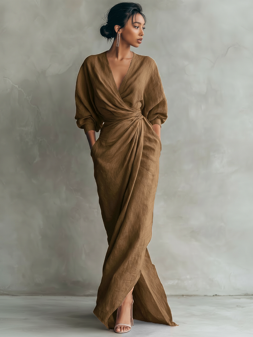 Alessia | Abito Maxi in Lino Rosa
