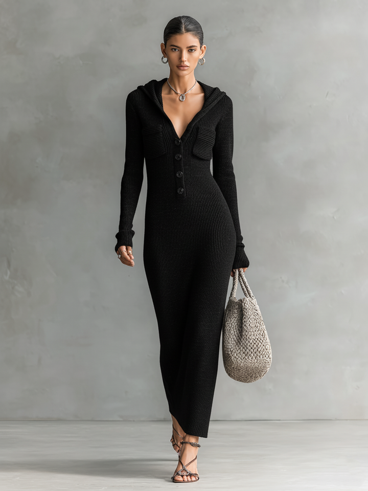 Valentina | Abito Maxi in Maglia con Cappuccio