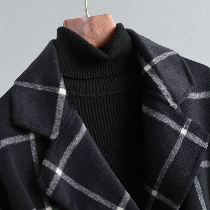 Carla - Cappotto di Lana a Quadri Classico