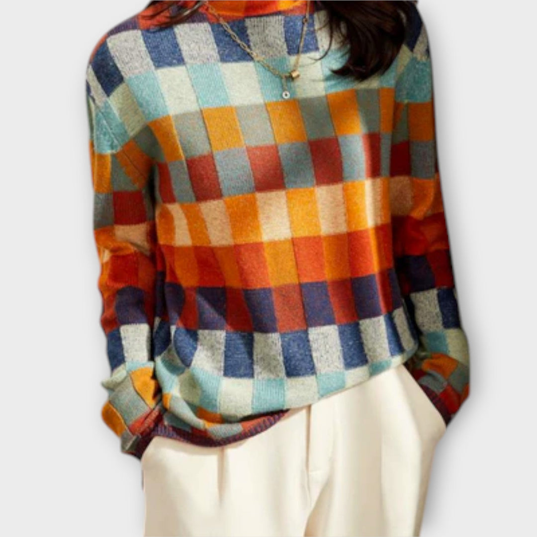 Erika - Maglione a Collo Alto Patchwork