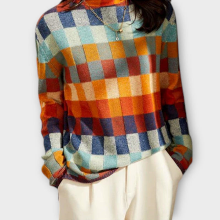 Erika - Maglione con Collo Alto Patchwork