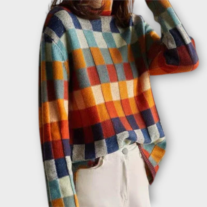 Erika - Maglione a Collo Alto Patchwork