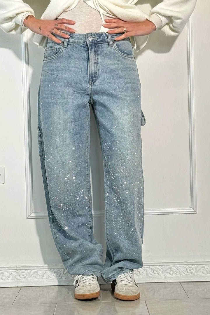 Sofia™ | Pantaloni cargo in denim con vita alta