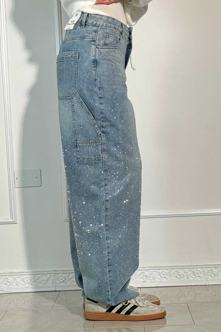 Sofia™ | Pantaloni cargo in denim con vita alta