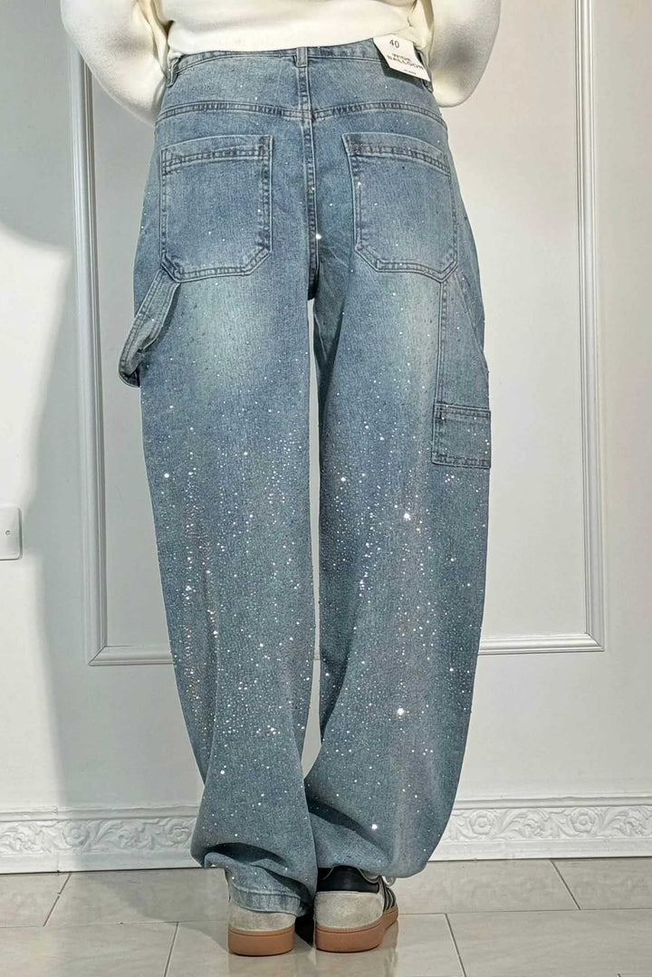 Sofia™ | Pantaloni cargo in denim con vita alta