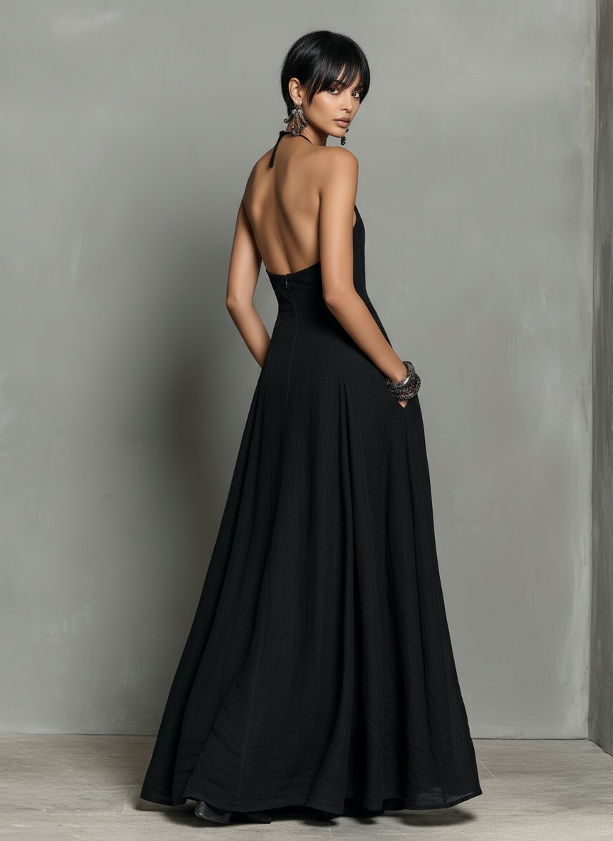 Abito Maxy Senza Maniche in Lino Minimalista da Donna MDZ2210A0Y