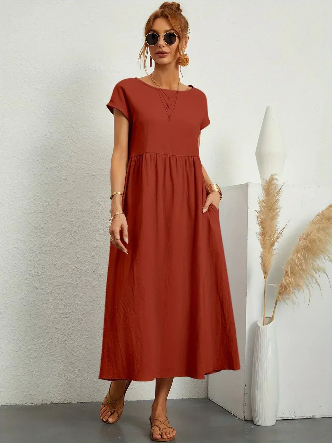 Elena - Abito midi fluido eleganza senza tempo