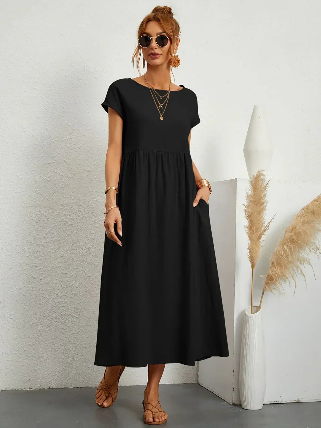 Elena - Abito midi fluido eleganza senza tempo