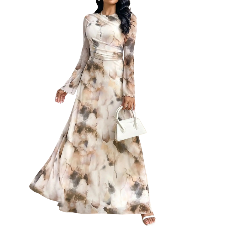 Celeste – Abito Elegante in Stampa Mesh Tie-Dye