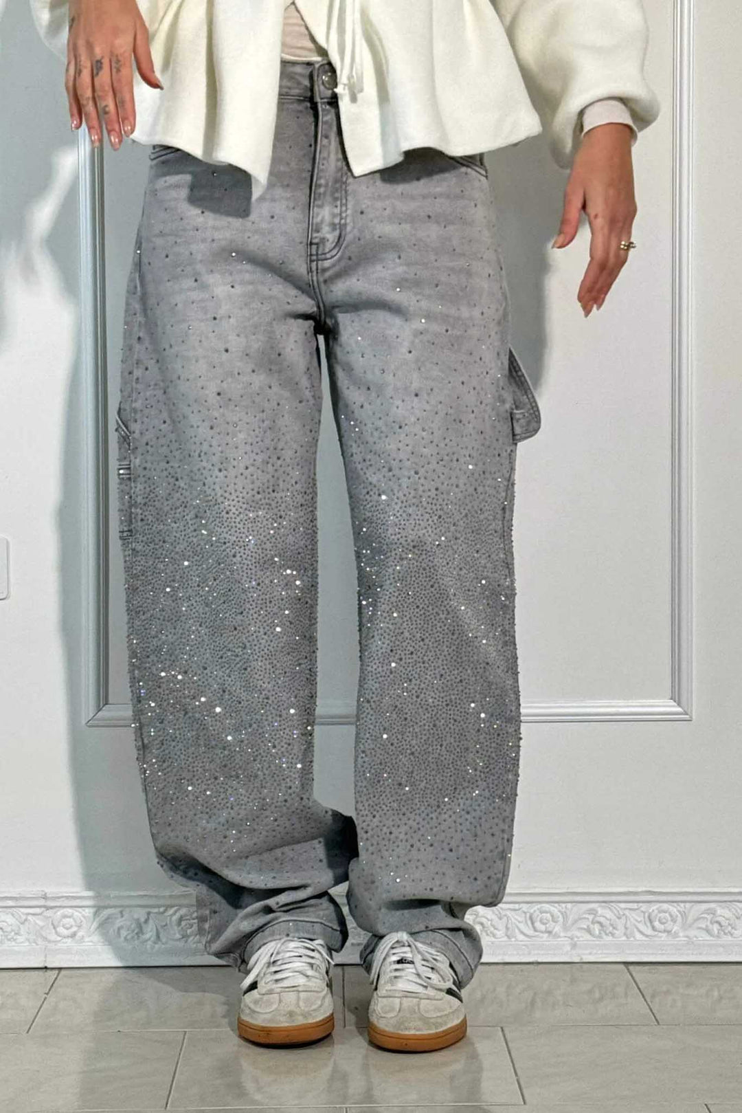 Sofia™ | Pantaloni cargo in denim con vita alta
