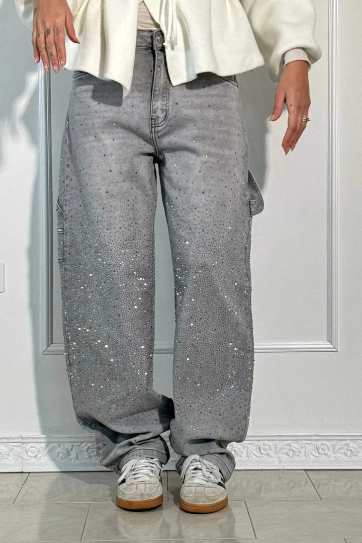 Sofia™ | Pantaloni cargo in denim con vita alta