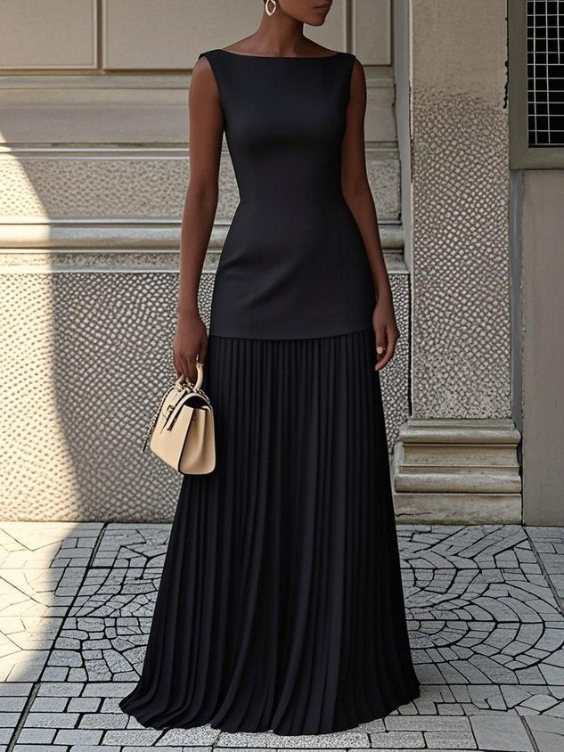 Celeste | Abito Maxi Plissettato