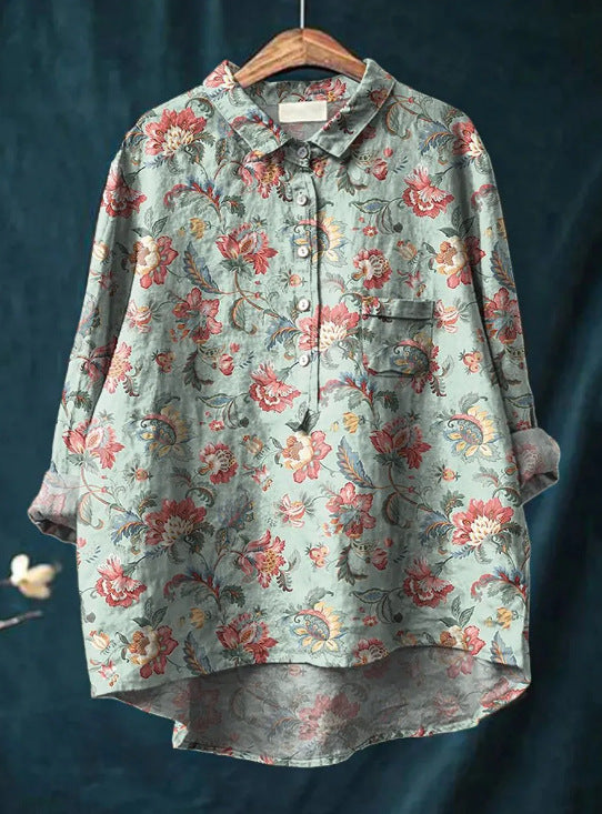 Laura™ | Blusa Classica con Motivo Floreale