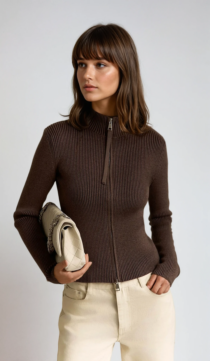 Sofia™ | Zarae – Maglione a Coste con Zip