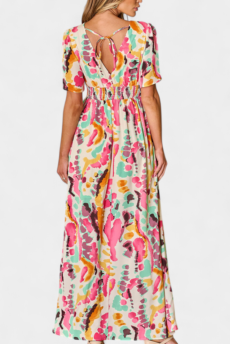 Yuki Vestito Boho con Scollatura a V e Tie-Dye