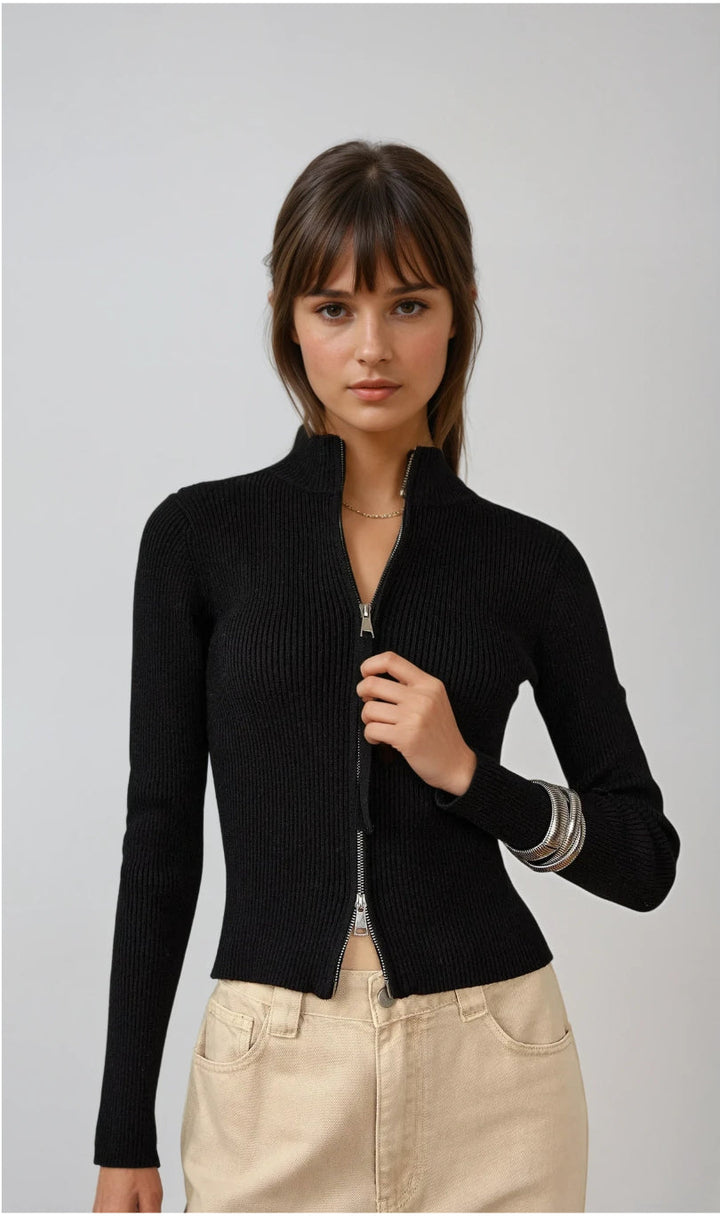 Sofia™ | Zarae – Maglione a Coste con Zip
