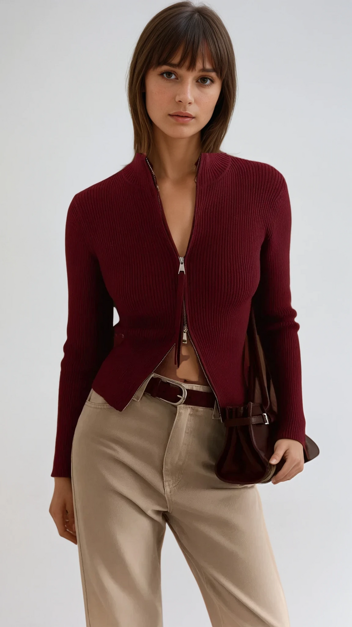 Sofia™ | Zarae – Maglione a Coste con Zip