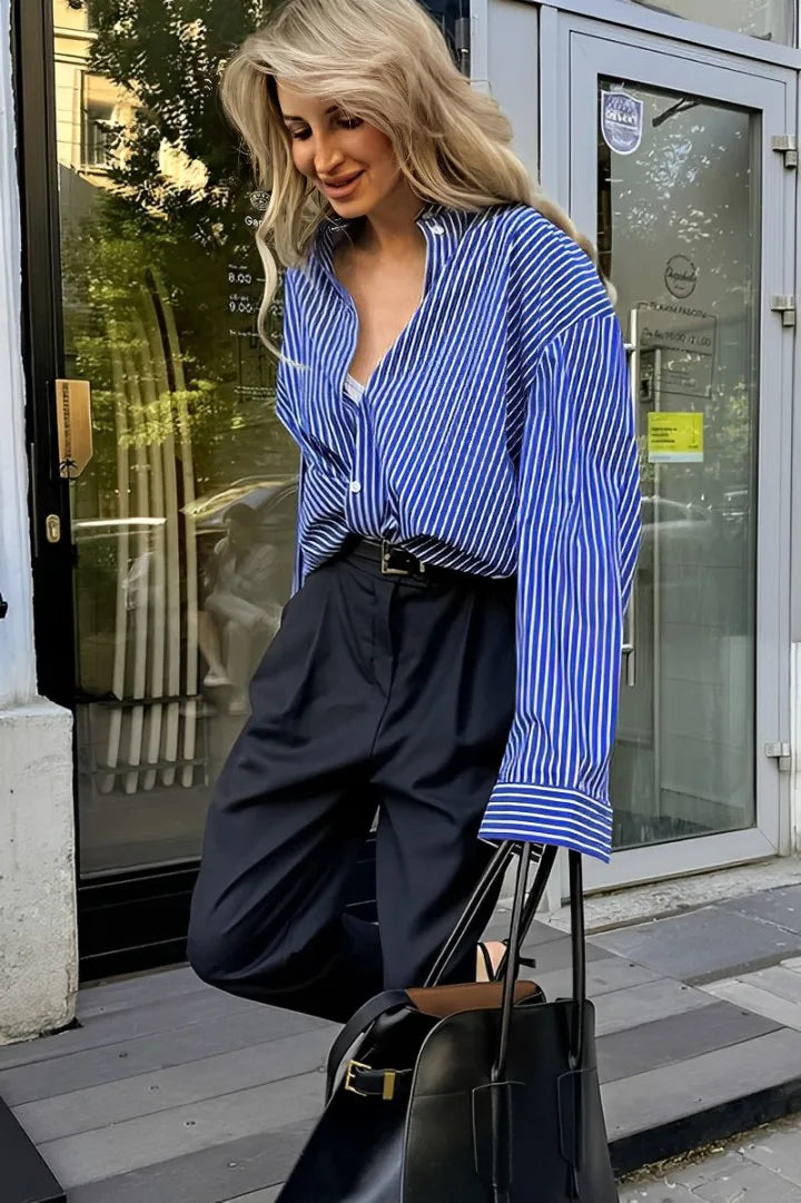 Sofia™ | Blusa a righe patchwork con maniche lunghe
