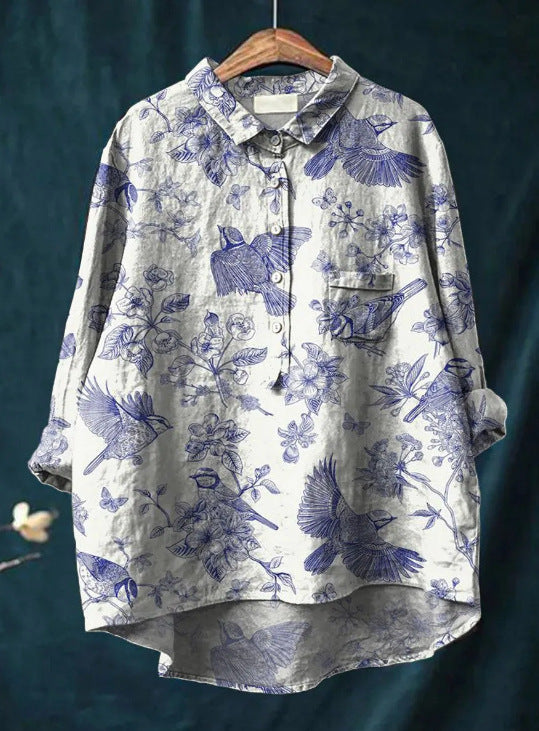 Laura™ | Blusa Classica con Motivo Floreale