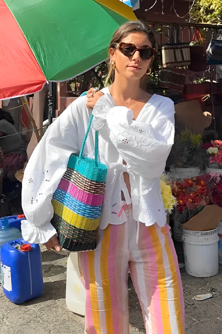 Sofia™ | Blusa bianca con ricamo a cuori